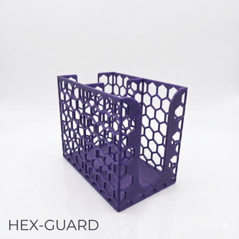 Ochranný box Hex-Guard na sběratelké karty fialové barvy z 3D tisku